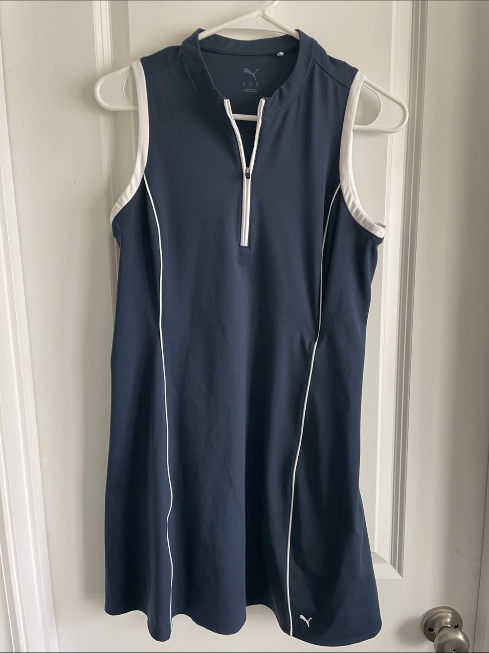 Puma Navy and White Sleeveless Zip-Front Sport Dress